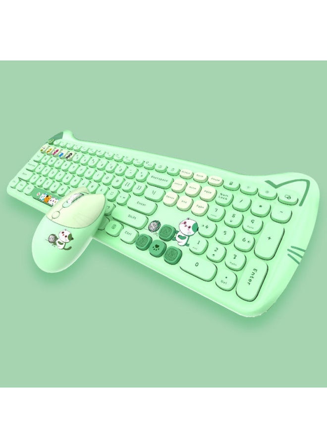 Skyscraper Meow Meng PLUS Wireless Keyboard Mouse Suit Girls Cute Chocolate Office Unlimited Keyboard-Specifications:Meow Meng (plus Wireless Version) Vitality Powder