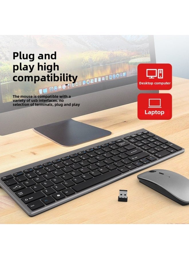 109 Three-mode Battery Bluetooth Keyboard Mouse Set Ultra-thin Bluetooth +2.4G Tablet Keyboard Mouse Set With Number Keys-Specifications:109 Three-mode Battery-set-Silver