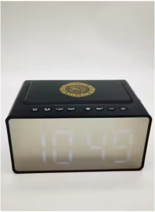 SQ808 Quran Speaker with Azan Clock – 8GB Storage Bluetooth Speaker with App Control, LED Display Alarm Clock, FM Radio, Powerful Battery Backup, USB Port, Quran Recitation, MP3 Playback, Night Light – Ideal for Bedside, Prayer Rooms, and Islamic Gifts