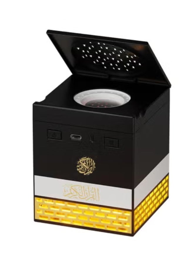 SQ-718 Quran Speaker with Bakhoor Burner – 8GB Bluetooth Islamic Speaker with 18 Reciters, 15 Translations, Remote & App Control, Multi-Color LED Light Options, MP3 Playback – Kaaba-Inspired Design – Ideal for Prayer Rooms, Gifting & Home Décor