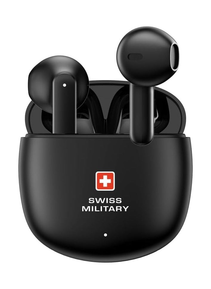 VICTOR6 High Bass True Wireless Earbuds - 24 Hours Total Playtime, 180 Days Standby, Smart Touch Controls, Seamless Connectivity, Secure Fit for Workouts & Travel - Black