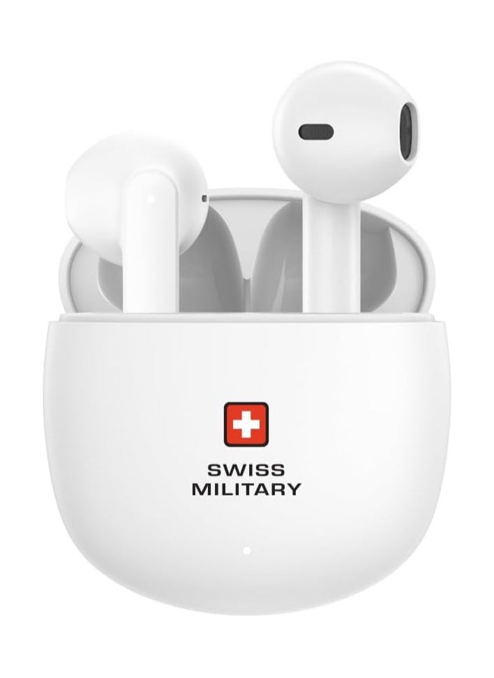VICTOR6 High Bass True Wireless Earbuds - 24 Hours Total Playtime, 180 Days Standby, Smart Touch Controls, Seamless Connectivity, Secure Fit for Workouts & Travel - White