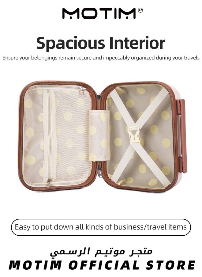 14 inch Mini Suitcase Travel Portable Storage Bag Waterproof ABS Hard Shell Carry-On Case with Elastic Strap and Zipper to Hang on Carry-On Luggage