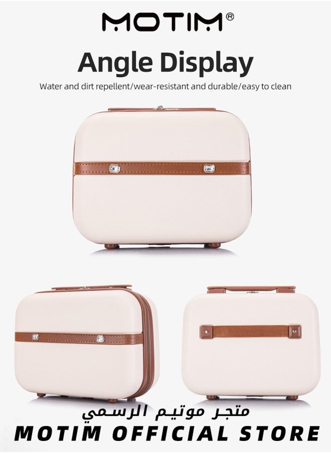 14 inch Mini Suitcase Travel Portable Storage Bag Waterproof ABS Hard Shell Carry-On Case with Elastic Strap and Zipper to Hang on Carry-On Luggage