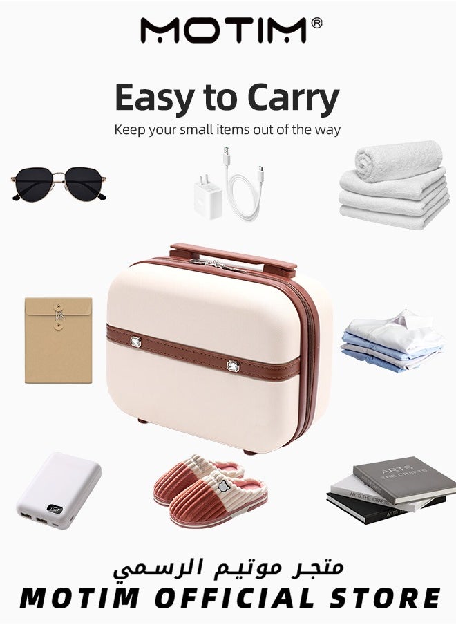 14 inch Mini Suitcase Travel Portable Storage Bag Waterproof ABS Hard Shell Carry-On Case with Elastic Strap and Zipper to Hang on Carry-On Luggage
