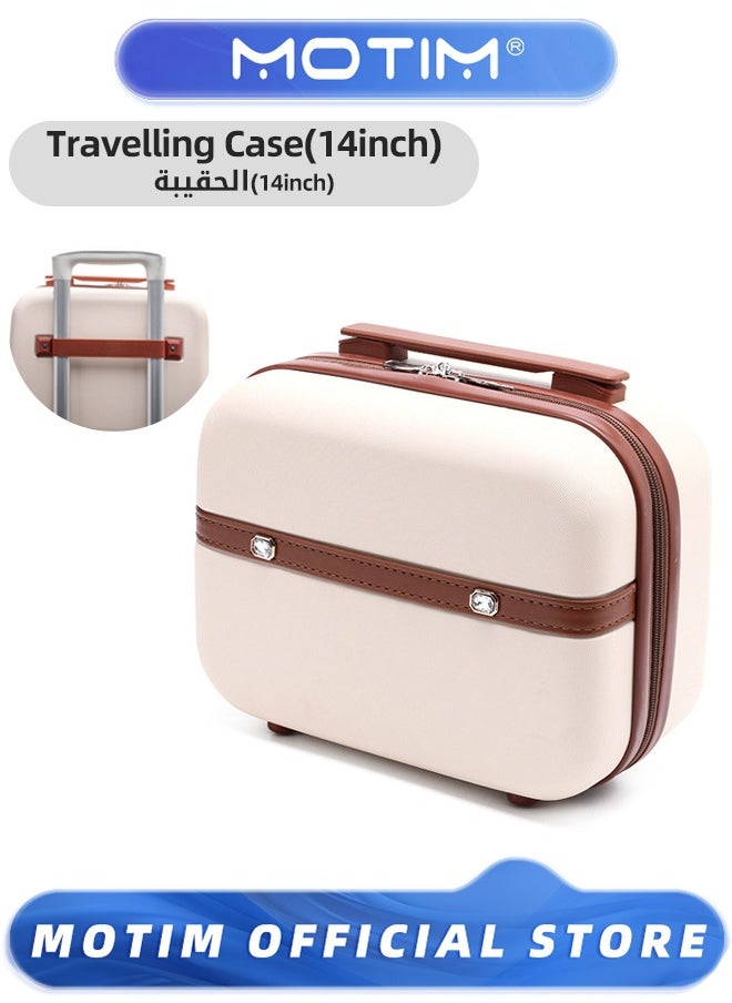 14 inch Mini Suitcase Travel Portable Storage Bag Waterproof ABS Hard Shell Carry-On Case with Elastic Strap and Zipper to Hang on Carry-On Luggage