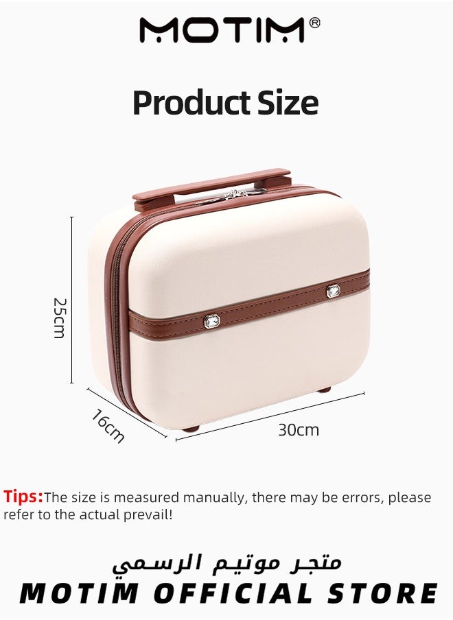 14 inch Mini Suitcase Travel Portable Storage Bag Waterproof ABS Hard Shell Carry-On Case with Elastic Strap and Zipper to Hang on Carry-On Luggage