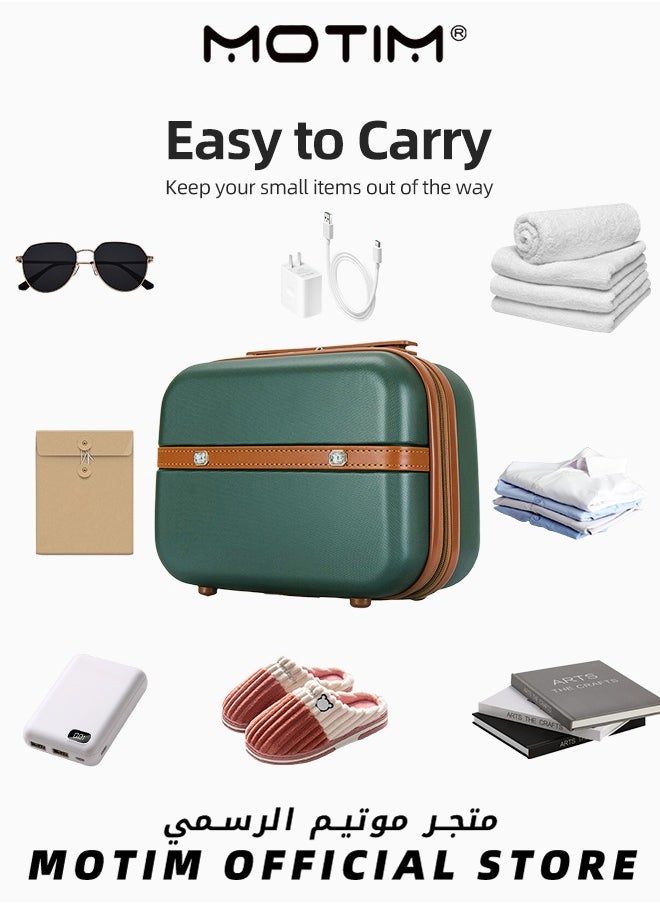 14 inch Mini Suitcase Travel Portable Storage Bag Waterproof ABS Hard Shell Carry-On Case with Elastic Strap and Zipper to Hang on Carry-On Luggage