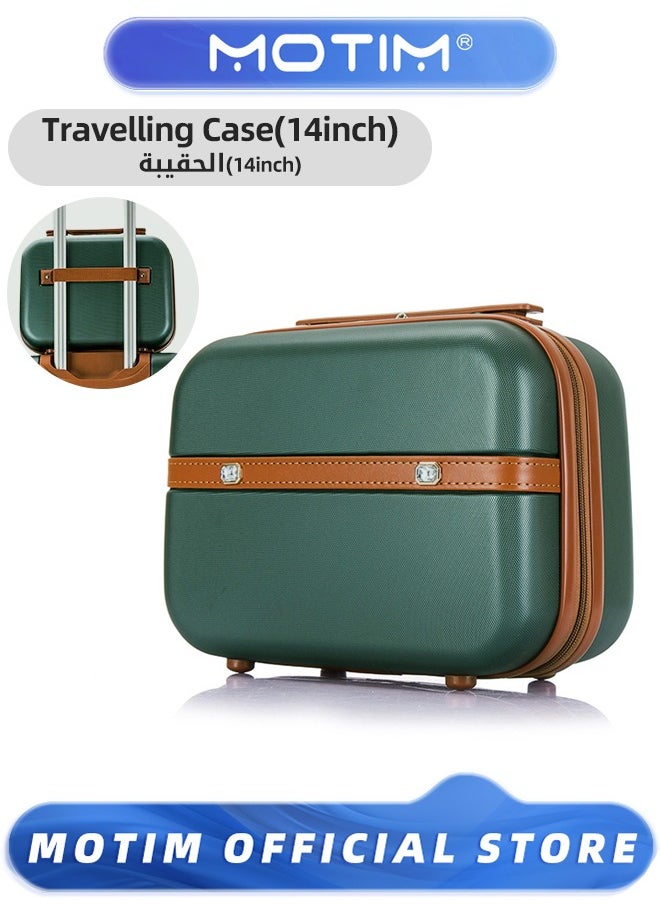 14 inch Mini Suitcase Travel Portable Storage Bag Waterproof ABS Hard Shell Carry-On Case with Elastic Strap and Zipper to Hang on Carry-On Luggage