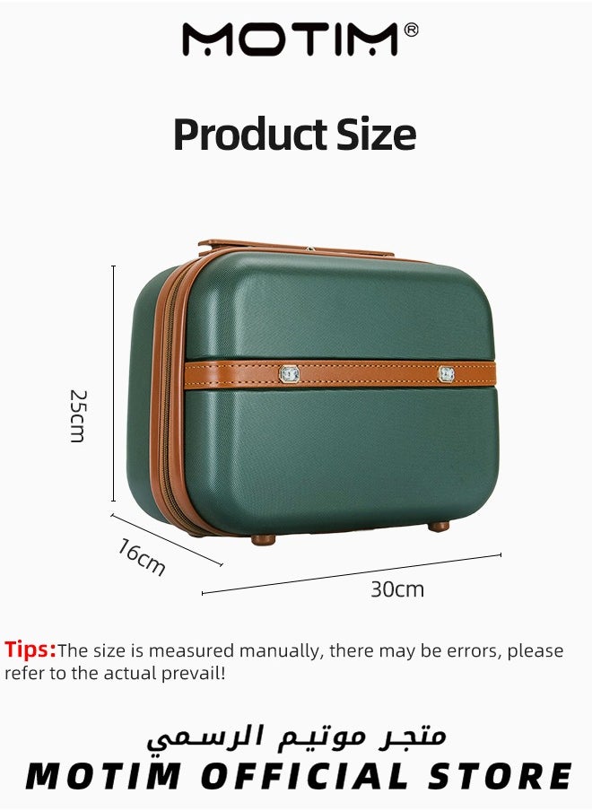 14 inch Mini Suitcase Travel Portable Storage Bag Waterproof ABS Hard Shell Carry-On Case with Elastic Strap and Zipper to Hang on Carry-On Luggage