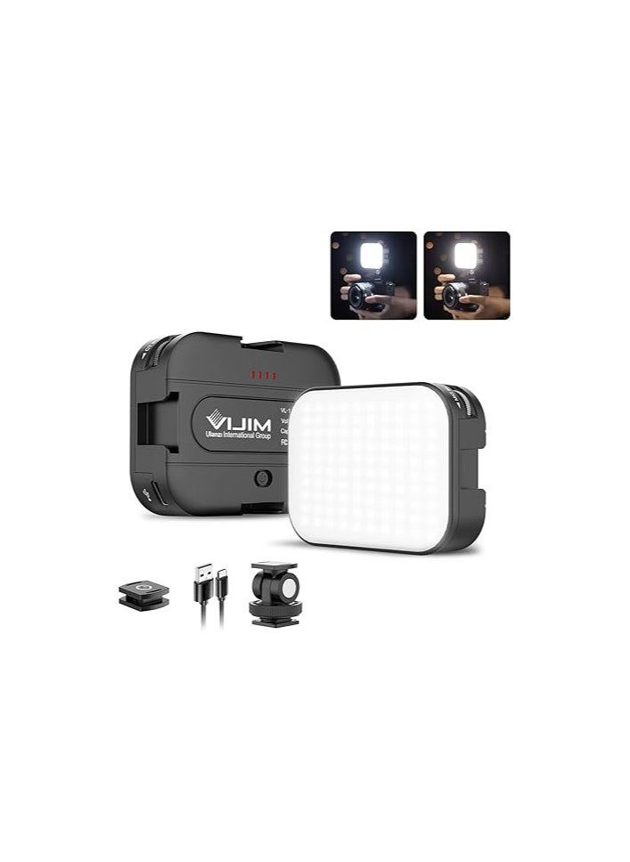 VIJIM VL100C Bi-Color LED Video Light on Camera With Adjustable Stand, Mini Rechargeable 2000mAh Camera Light, CRI95+ Dimmable 2500-6500K Ultra Bright Photo and Video Lighting, Fill Lamp
