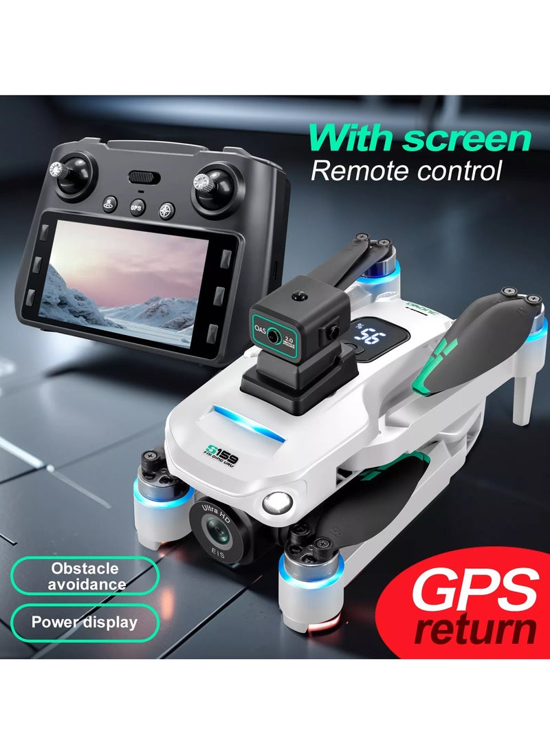 S159 GPS Drone 8K Dual Camera, 5G WiFi FPV, Obstacle Avoidance, Screen Remote, 360° Flight, Battery Display