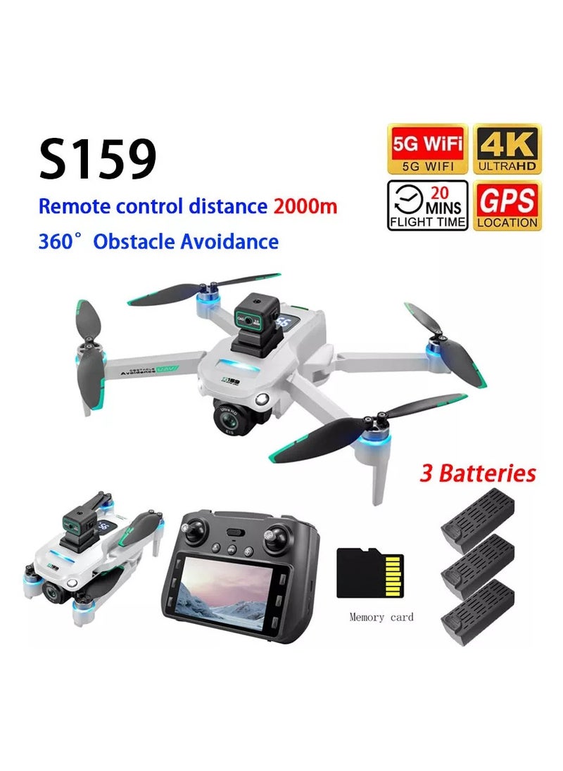 S159 GPS Drone 8K Dual Camera, 5G WiFi FPV, Obstacle Avoidance, Screen Remote, 360° Flight, Battery Display