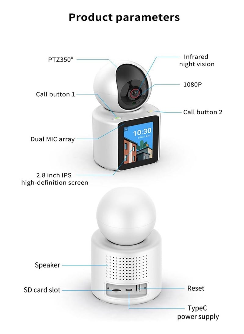 Full HD Camera with AI Auto Tracking & HD Display. camera, camera for home, baby monitor, Ideal Baby Monitor/Pet Camera. Smart Wifi Camera with Night Vision, Motion Detection, Two-Way Video Calling