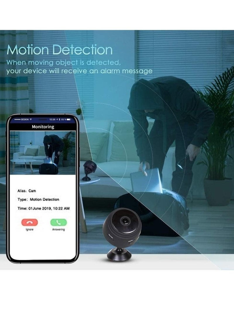 Mini WiFi Camera, Security Camera HD 1080P Wireless Portable Small Camera with Motion Detection and Night Version Home Nanny Cam Video Recorder for Indoor Outdoor Use