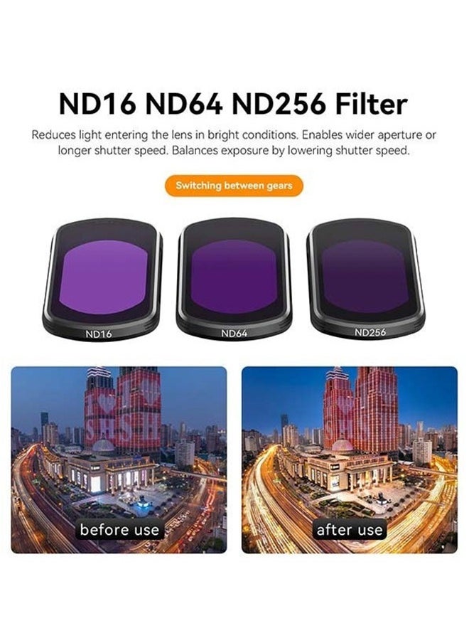 Magnetic Lens Fitler Kit for DJI Pocket 3 Accessories, 4-Pack CPL ND16 ND64 ND256 Neutral Density Polarizing HD Ultra Thin Corning Glass Lens Protector Bundle Kit for Osmo Pocket 3 Combo