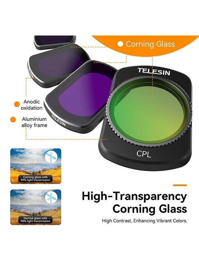 Magnetic Lens Fitler Kit for DJI Pocket 3 Accessories, 4-Pack CPL ND16 ND64 ND256 Neutral Density Polarizing HD Ultra Thin Corning Glass Lens Protector Bundle Kit for Osmo Pocket 3 Combo