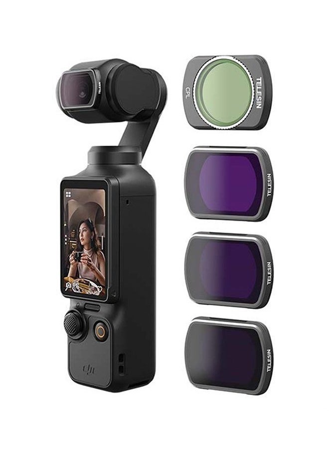 Magnetic Lens Fitler Kit for DJI Pocket 3 Accessories, 4-Pack CPL ND16 ND64 ND256 Neutral Density Polarizing HD Ultra Thin Corning Glass Lens Protector Bundle Kit for Osmo Pocket 3 Combo