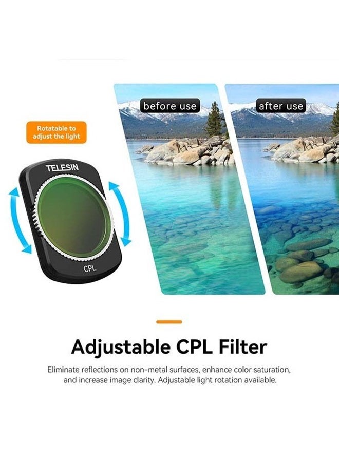 Magnetic Lens Fitler Kit for DJI Pocket 3 Accessories, 4-Pack CPL ND16 ND64 ND256 Neutral Density Polarizing HD Ultra Thin Corning Glass Lens Protector Bundle Kit for Osmo Pocket 3 Combo