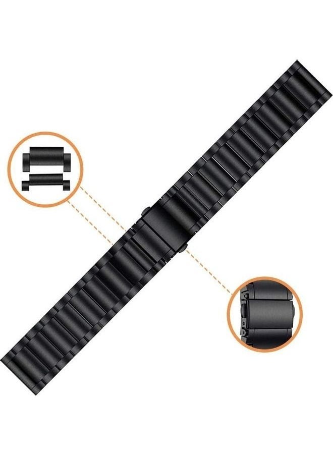 Metal Stainless Steel Strap Band for Samsung Galaxy Watch 46mm / Huawei GT2  / Gear S3 Frontier and Classic /  Honor Magic 2 / Fossil 22mm Black