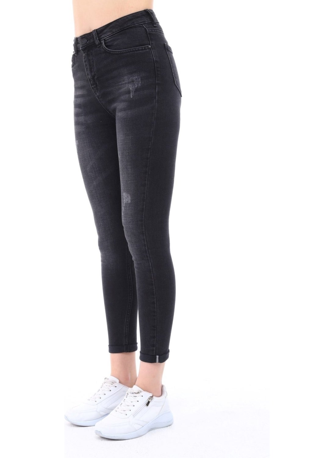 Women's Light Lycra Skinny Fit Leg Detailed Trousers Afrodite Anthracite