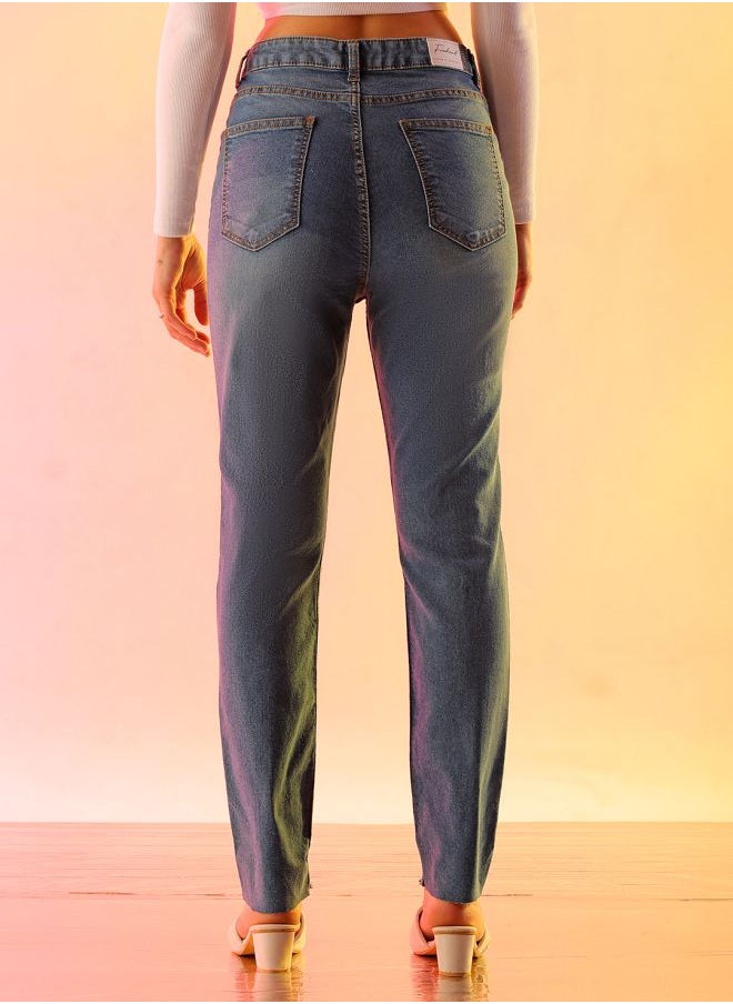 Women Straight Fit Solid High-Rise Jeans