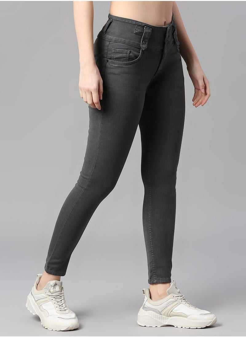Women Grey Slim Fit High-Rise Clean Look Stretchable Jeans