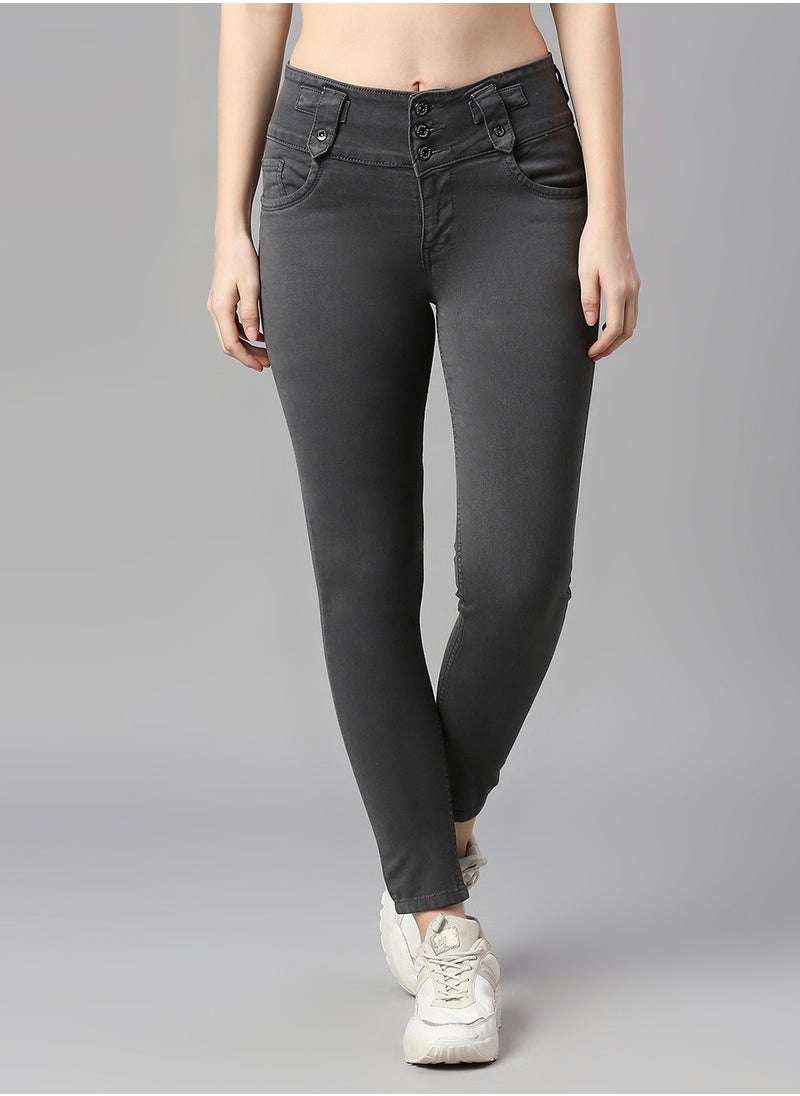 Women Grey Slim Fit High-Rise Clean Look Stretchable Jeans