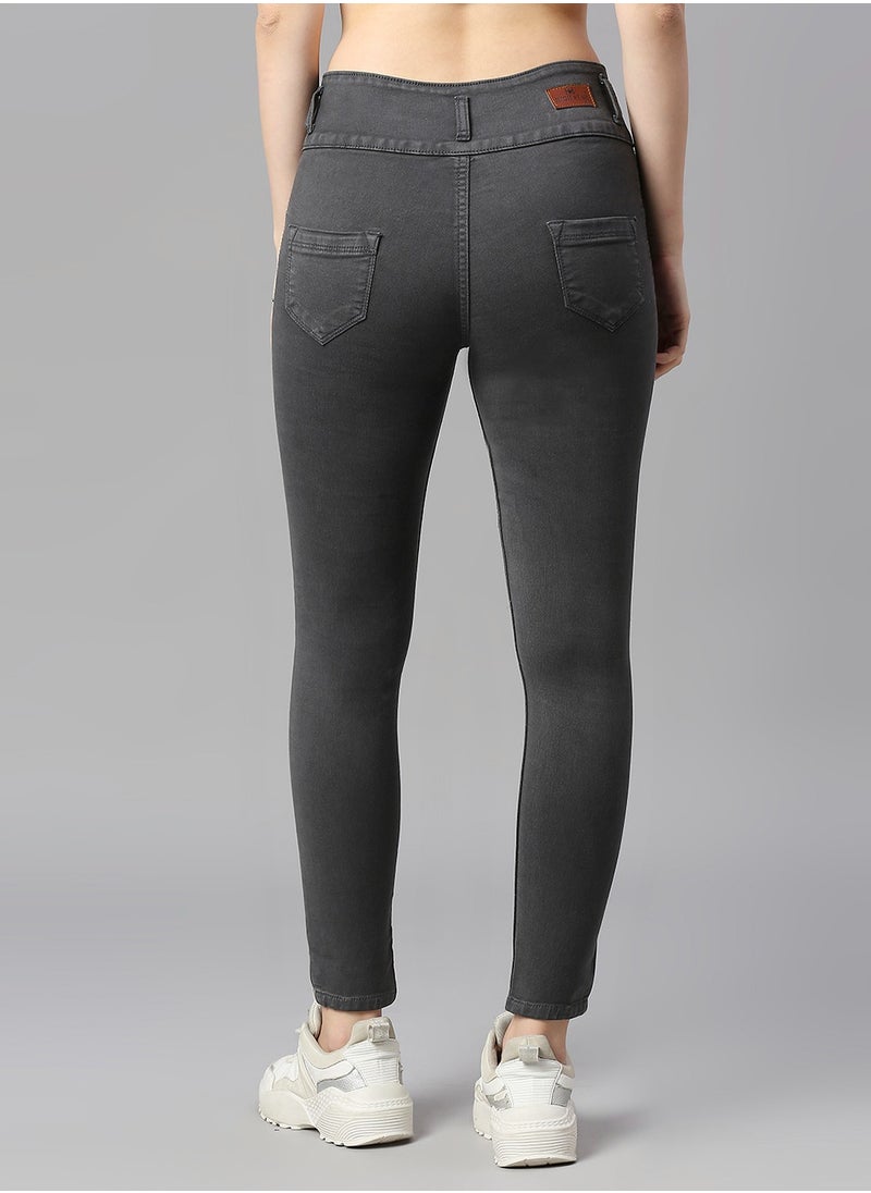 Women Grey Slim Fit High-Rise Clean Look Stretchable Jeans