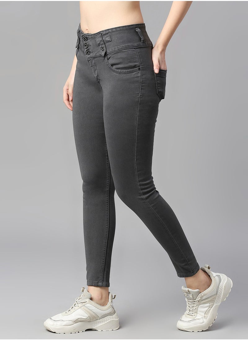 Women Grey Slim Fit High-Rise Clean Look Stretchable Jeans