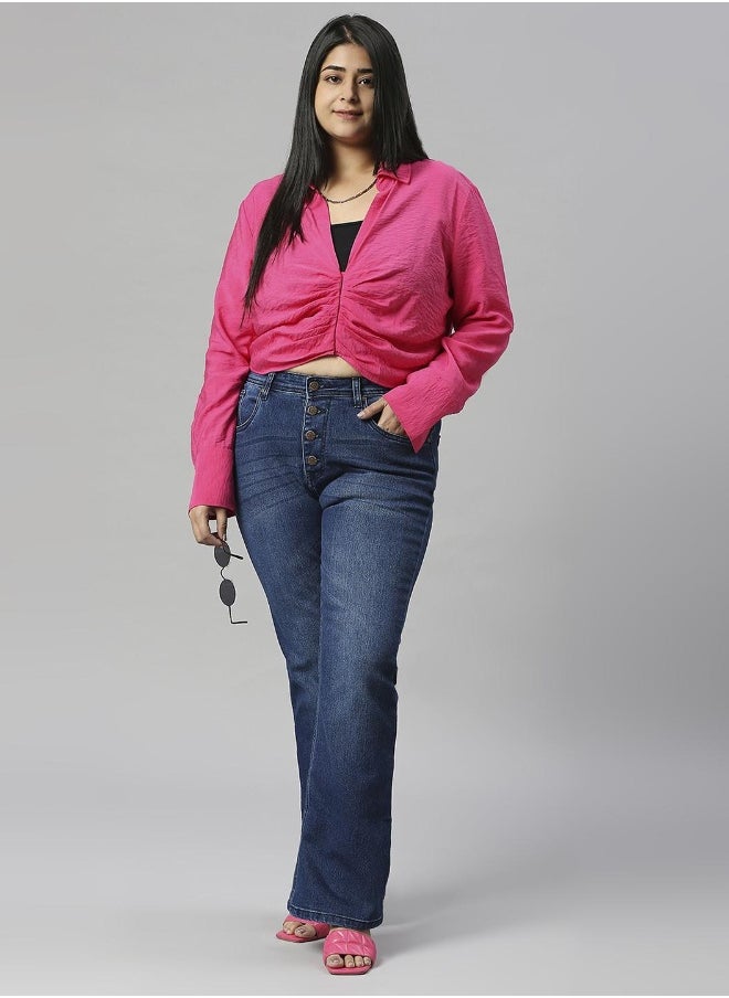 Women Mid Blue Plus Size Jeans
