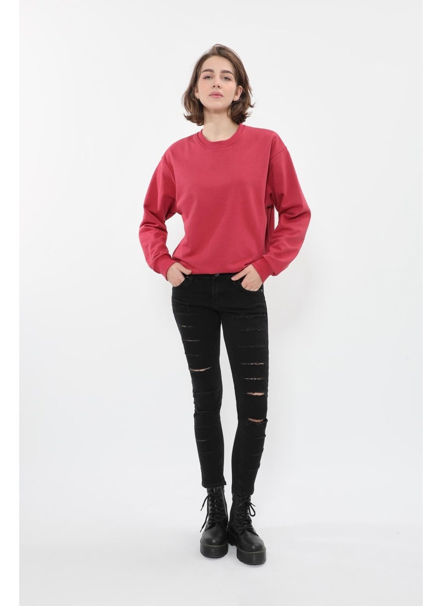 Women's Low Waist Cut-Out Detailed Jean Trousers Black