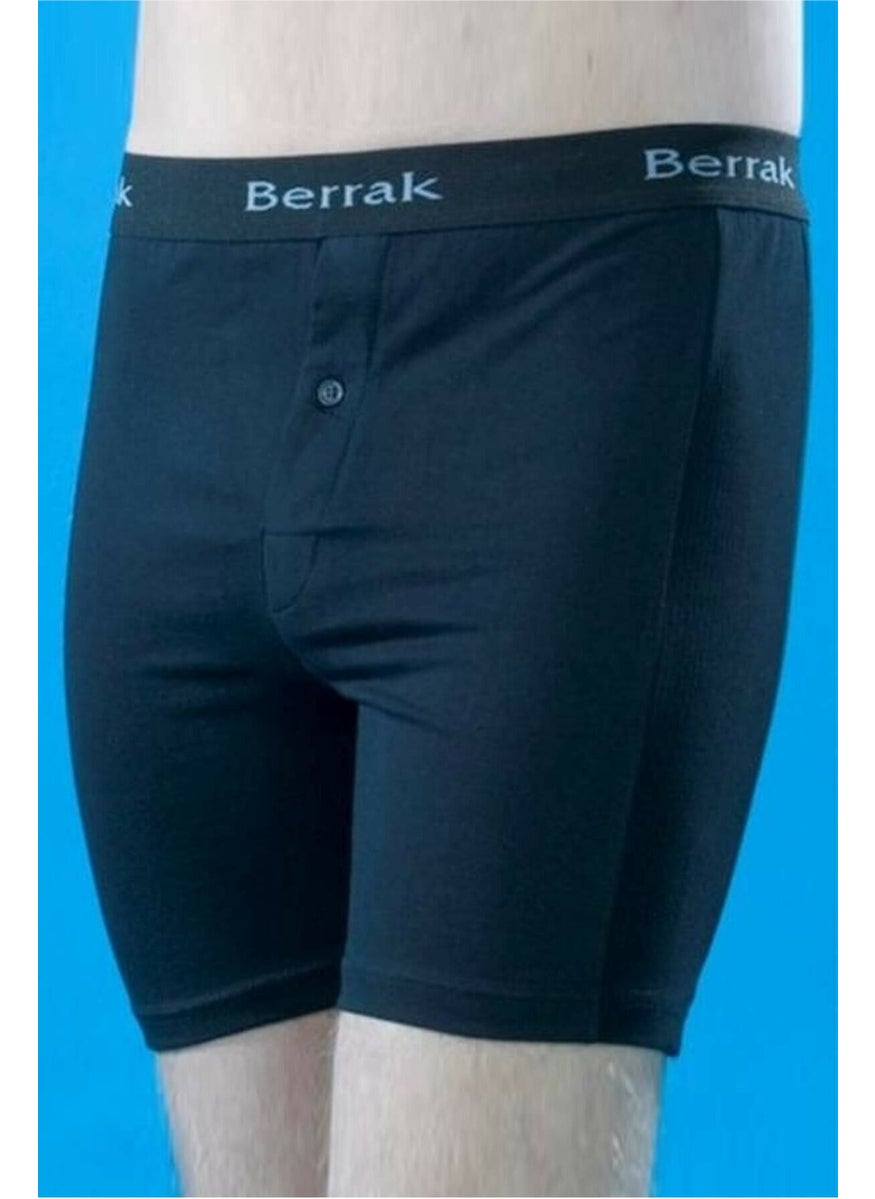 Clear Navy Blue Buttoned Lycra Boxer