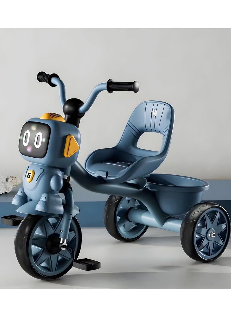 Tricycle for Kids Baby Cycle with Light and Music Kids Tricycle with Back Storage Basket & 3 Wheels Kids Cycle Bike For 3+ Years Boys Girls Blue