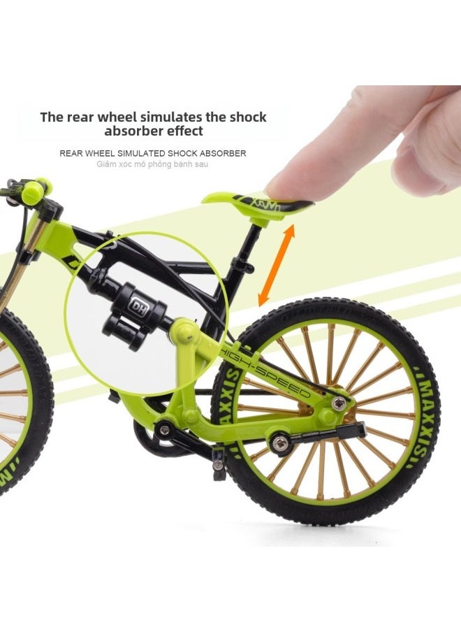 Tiktok Simulation Children's Alloy Off-road Mini Mountain Bike Decoration Gift Boys And Girls Assembled Car Model Toy-Color: Green