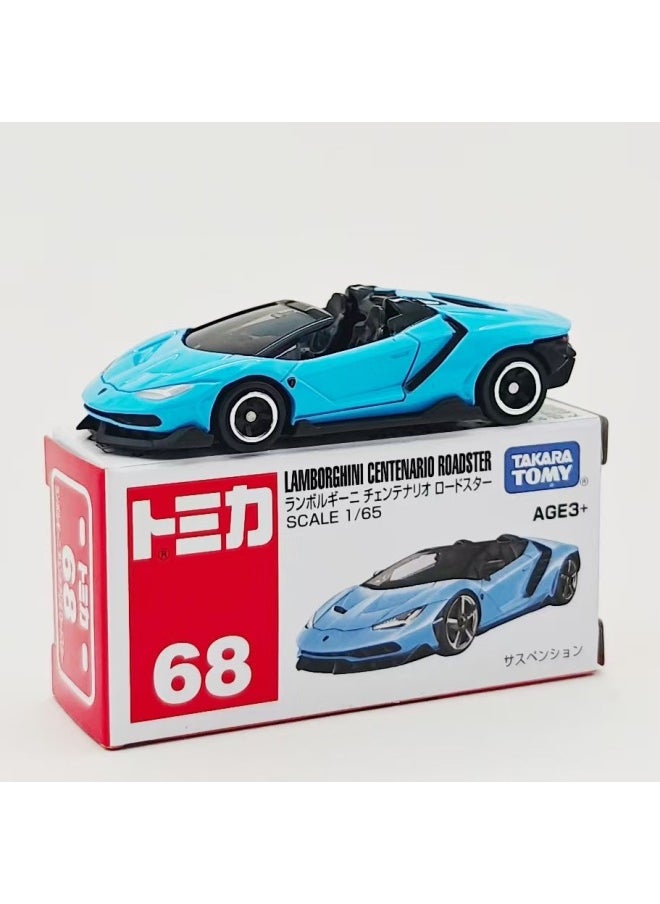 TOMY Multi-card Simulation Alloy Car Rambo Sports Car Mercedes-Benz Nissan GTR Car Model Collection Car Ornaments-Color:No. 68-lamborghini Centennial Convertible Sports Car-blue