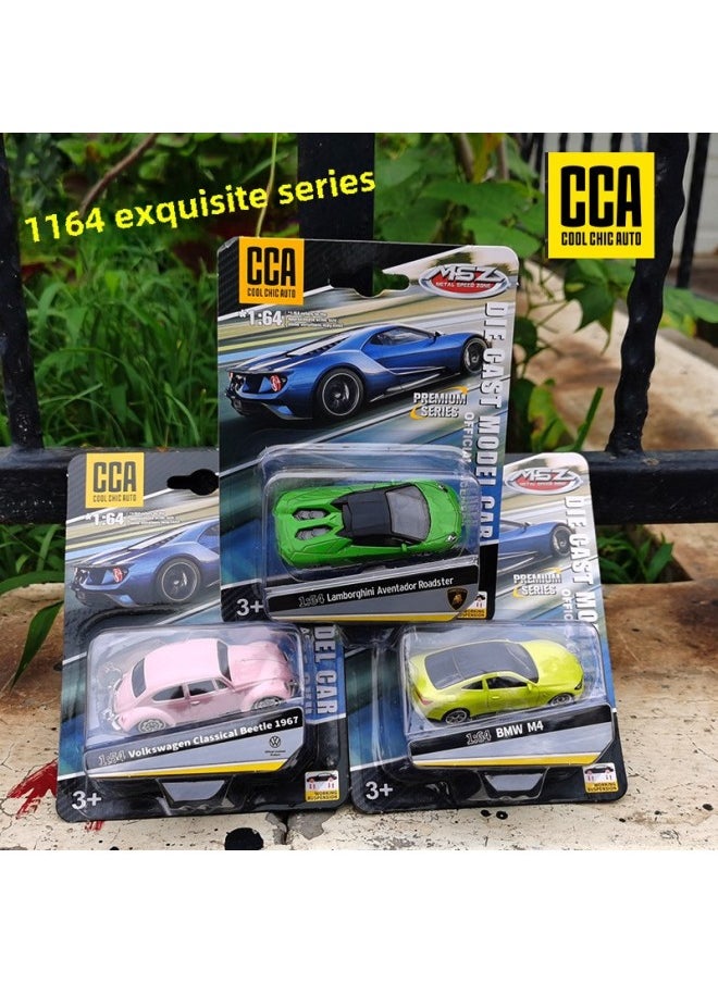 CCA Color Per 1/64 Alloy Car Model A Variety Of Sports Car Racing Simulation Metal Car Pocket Car Sliding Shock Absorber-Color:Ford Mustang Orange