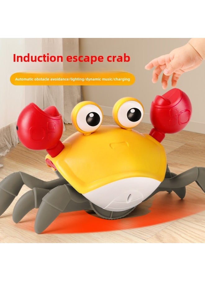 Automatic Induction Escape Crab Crawling Electric Children Baby Coil Moving Singing Educational Gift Toy-Color: Crab-orange