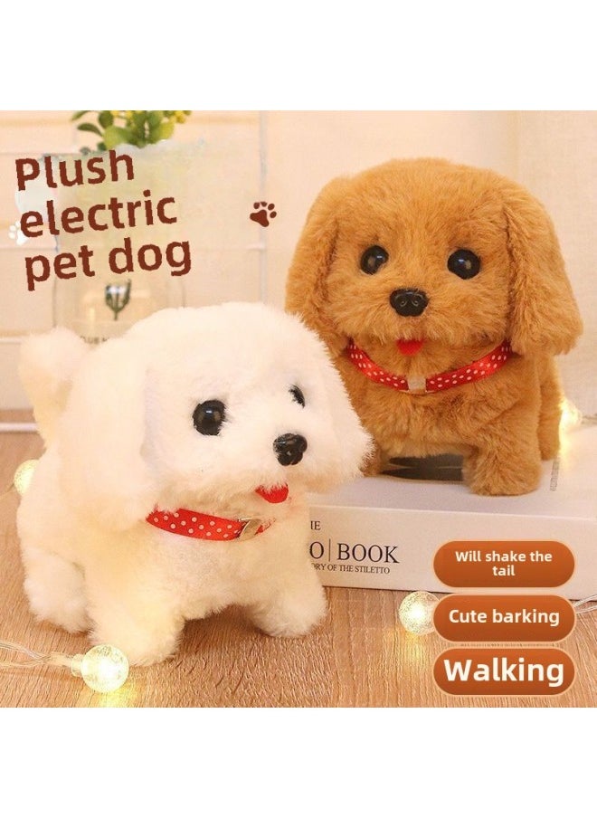 Electric Simulation Animal Plush Pet Dog Small White Rabbit Beating Sound Adorable Pet Teddy Dog Husky Tail Swing-Colors:Big Teddy Dog-Specifications:Charger Rechargeable Battery