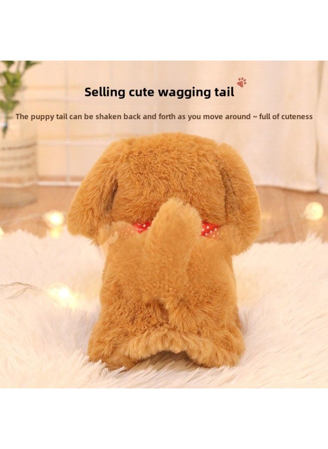 Electric Simulation Animal Plush Pet Dog Small White Rabbit Beating Sound Adorable Pet Teddy Dog Husky Tail Swing-Colors:Big Teddy Dog-Specifications:Charger Rechargeable Battery
