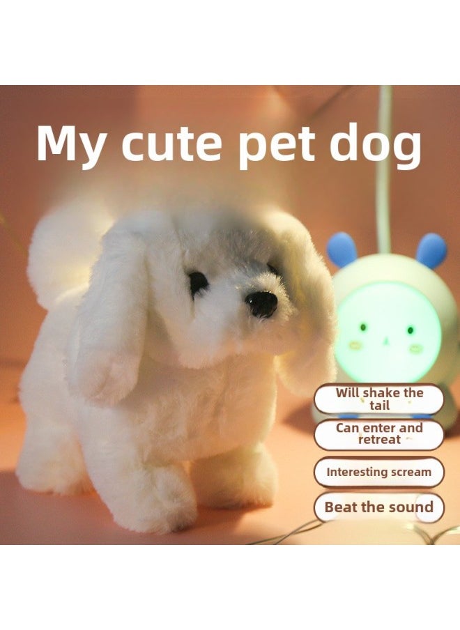 Simulation Electric Dog Plush Electric Puppy Can Walk, Call, Nod, Tail, Children's Toy Dog Stall Wholesale-Color:Collar Labrador ]