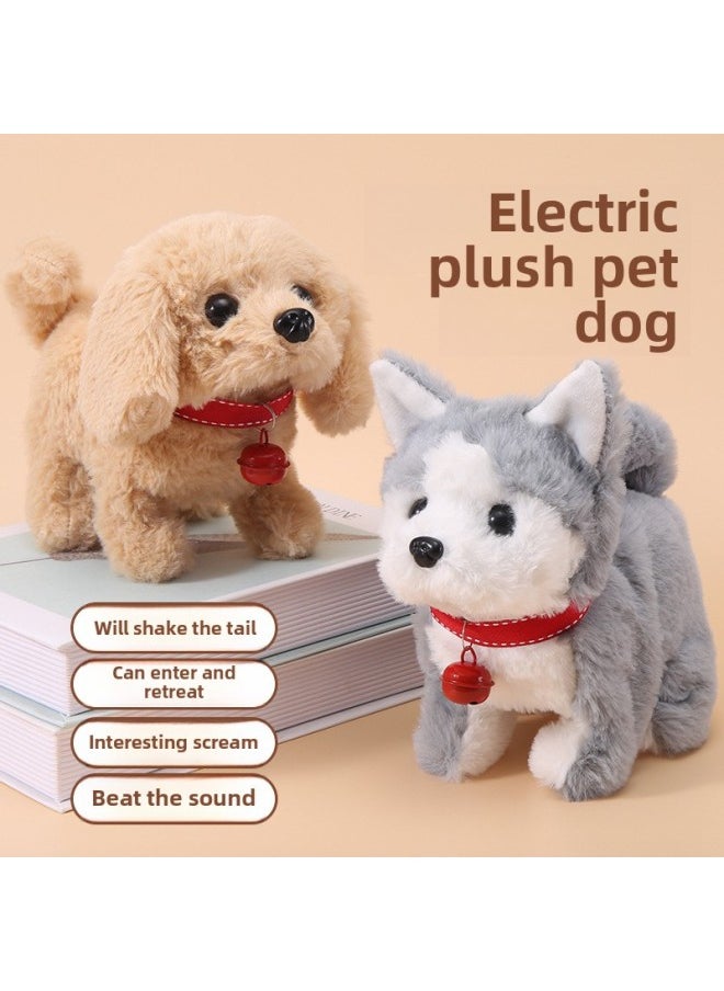 Simulation Electric Dog Plush Electric Puppy Can Walk, Call, Nod, Tail, Children's Toy Dog Stall Wholesale-Color:Collar Labrador ]