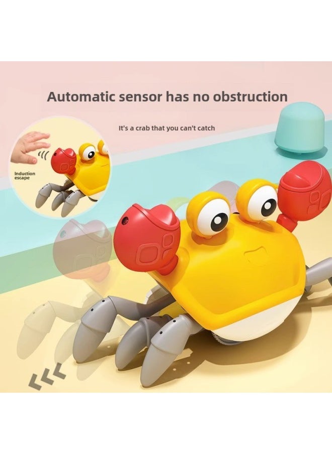 Automatic Induction Escape Crab Crawling Electric Children Baby Coil Moving Singing Educational Gift Toy-Color: Crab-blue