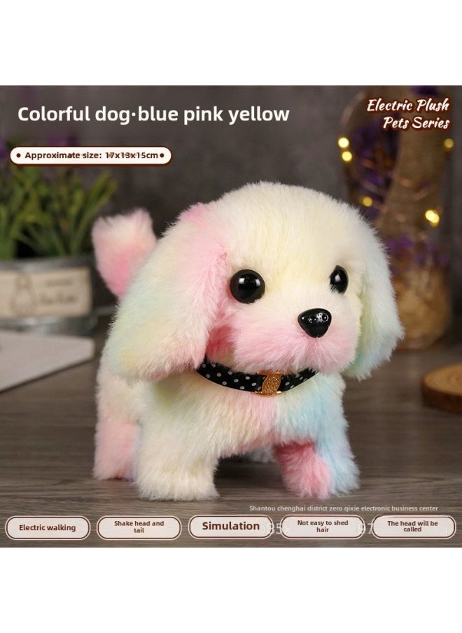 Electronic Pet Toy Dog Cat Interactive Intelligent Robot Pets Smart Puppy Kitten Playmate Automatic Feeder-Color:Colored Dog (Blue Pink Yellow)-Specifications:Naked