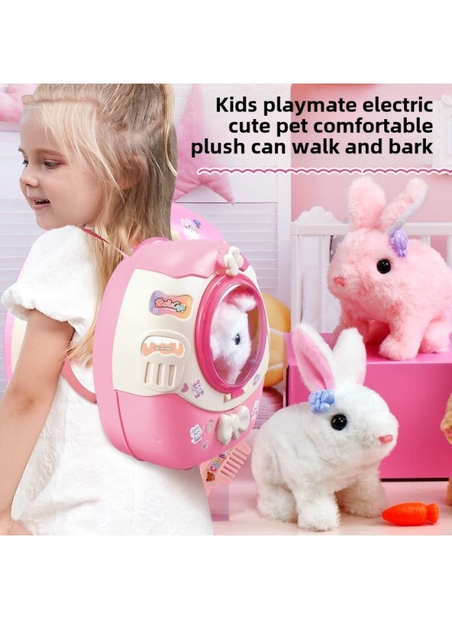 Super Sheng Electric Children's Plush Rabbit Toy Calling Walking Puppy Kitten Trolley Box Cute Gift-Color:Mc965 Pet Portable Blue Husky-Specifications:Battery Screwdriver