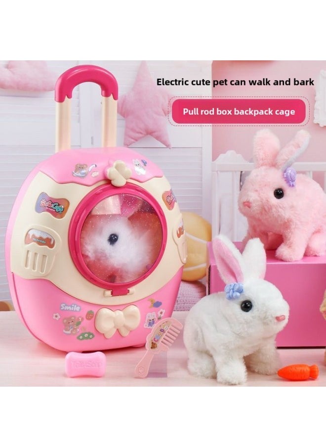 Super Sheng Electric Children's Plush Rabbit Toy Calling Walking Puppy Kitten Trolley Box Cute Gift-Color:Bixiong  Basics-Specifications:Battery Screwdriver