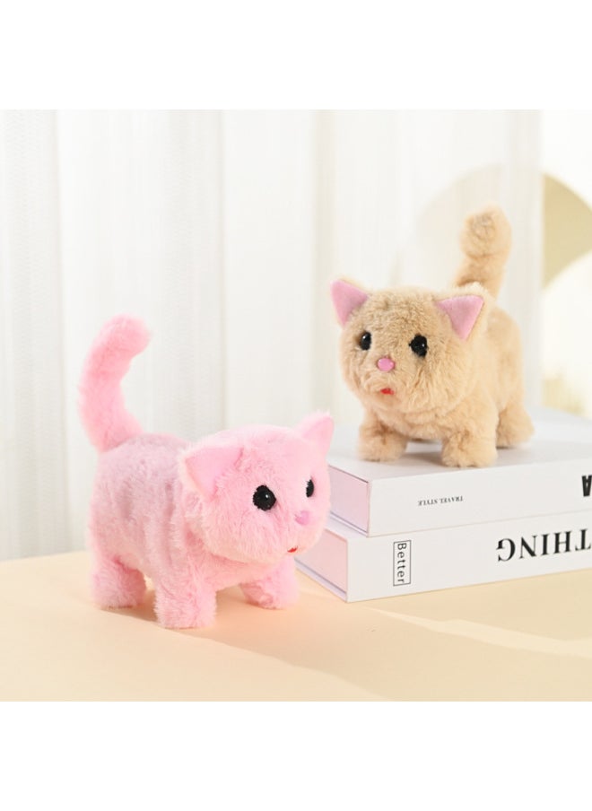 Children's Electric Imitation Calling Real Kitten Persian Cat Plush Toy Calling Walking Tail Wagging Toy For Boys And Girls-Color:gray Kitty-Specifications:Charging Suit