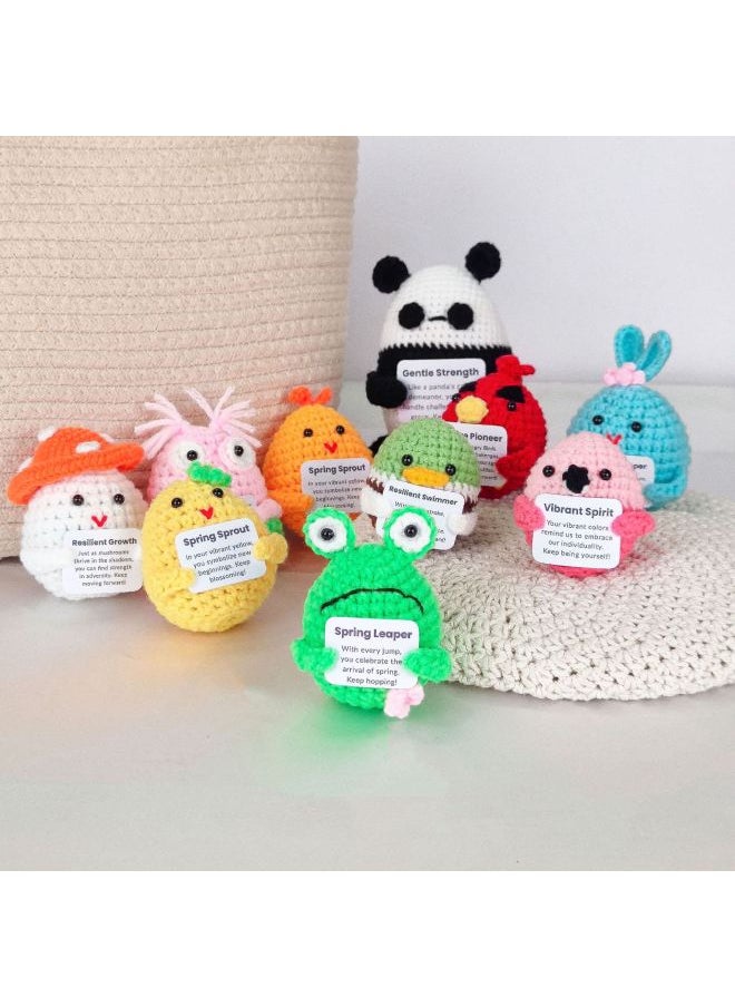 Explosions Eagle Holding Card Series Positive Energy Pure Hand-crocheted Finished Products Creative Decompression Wool Doll-Color:【finished Product】green Onions-Height:1