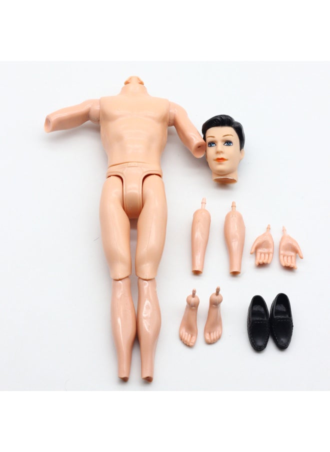 Ken Boyfriend Doll Body 3D Real Eye 14 Joint Ken Doll Body Mold 14 Male Body-Color:Head + Body + Shoes