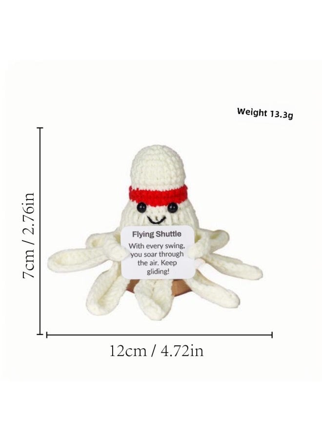 Explosions Eagle Holding Card Series Positive Energy Pure Hand-crocheted Finished Products Creative Decompression Wool Doll-Color:[finished Product] Badminton-Height:1